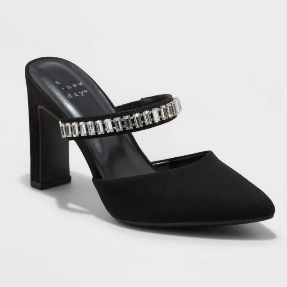 Jaz Slip On Mule Pumps Crystals 1.75